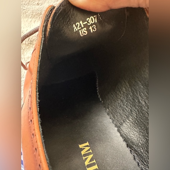 ALIPASINM Men's Wingtip Oxford Dress Shoes Lace Up Size 13 ,Brown Leather New - Picture 5 of 11